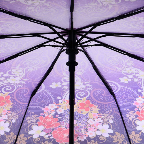Зонт женский 3 сложения автомат "Полевые цветы" 9 спиц 1
