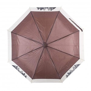 Зонт женский 3 сложения полуавтомат полиэстер "Кайма Город" диаметр купола 112см 8 спиц 4