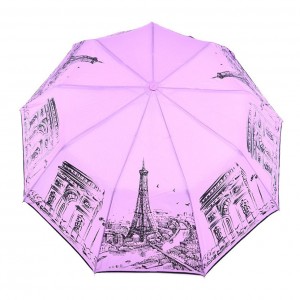 Зонт женский 3 сложения полуавтомат "Париж" 9 спиц 3