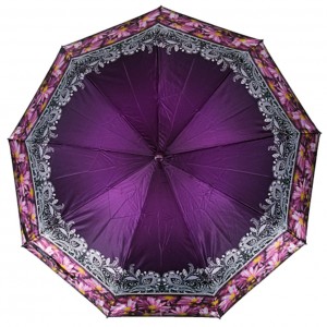 Зонт женский 3 сложения полуавтомат "Кайма" сатин диаметр купола 107 см 9 спиц 1