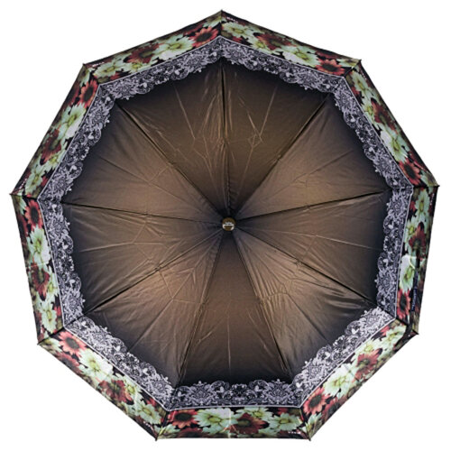 Зонт женский 3 сложения полуавтомат "Кайма" сатин диаметр купола 107 см 9 спиц 2