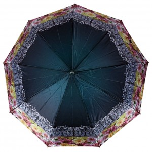 Зонт женский 3 сложения полуавтомат "Кайма" сатин диаметр купола 107 см 9 спиц 3