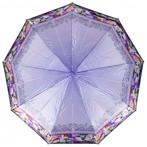 Зонт женский 3 сложения полуавтомат "Кайма" сатин диаметр купола 107 см 9 спиц 4