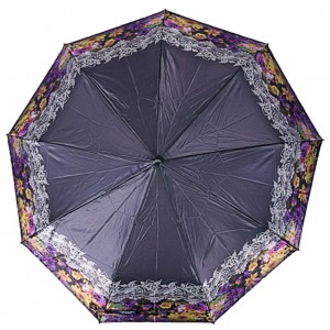 Зонт женский 3 сложения полуавтомат "Кайма" сатин диаметр купола 107 см 9 спиц 6