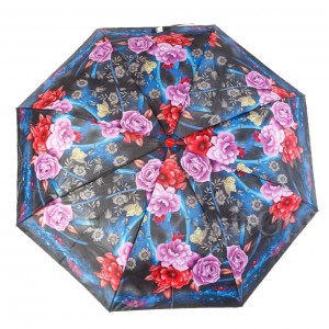 Зонт женский 3 сложения полуавтомат "Цветной" полиэстер диаметр купола 95 см 8 спиц 4