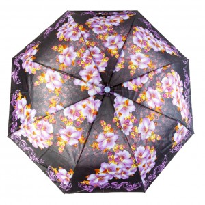 Зонт женский 3 сложения полуавтомат "Цветной" полиэстер диаметр купола 95 см 8 спиц 8